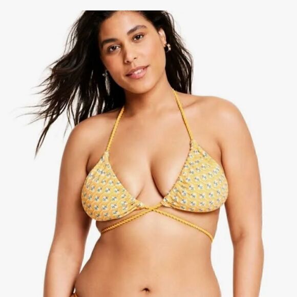 Rhode X Target Swim Dainty Lotus Print Triangle Bikini Top Women's NWT L - Picture 1 of 5